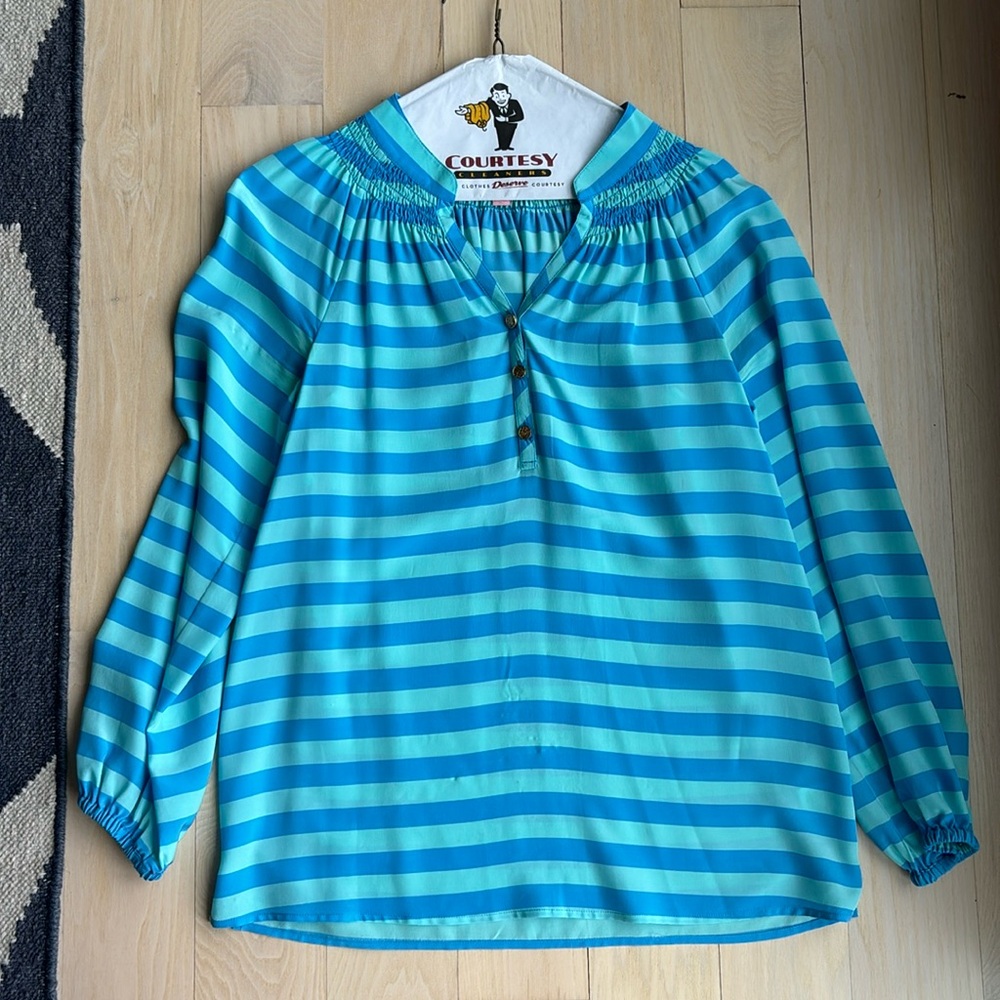 Lilly Pulitzer Elsa Silk Top in blue stripe